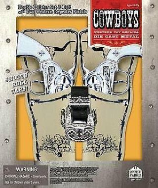 Cowboy Double Holster Toy Cap Gun Set With Belt - Parris Manufacturing