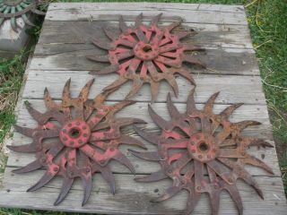 (3) Ih Rotary Hoe Wheel Flower Yard Garden Art Decor Steampunk 20 " Broken Hub