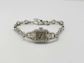 Vintage Deco Platinum Hamilton Diamond Small Ladies Watch