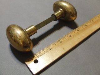 Antique Vintage Door Knob Set Heavy Solid Brass Oval