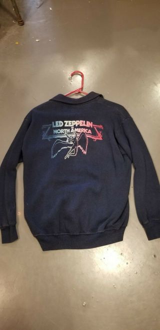 Vintage LED ZEPPELIN 1975 NORTH AMERICAN TOUR crew zip sweat shirt large rare 7