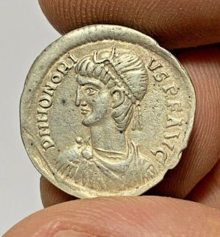 Ancient Roman Silver Coin Denarius Honorius 3.  4gr 21.  1mm