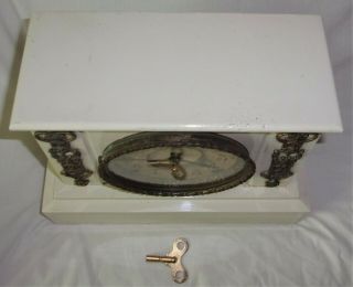 Estate Late 1800 ' s heavy for size cast iron metal ? vintage/antique Mantel Clock 7