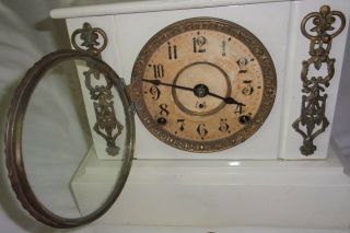 Estate Late 1800 ' s heavy for size cast iron metal ? vintage/antique Mantel Clock 8