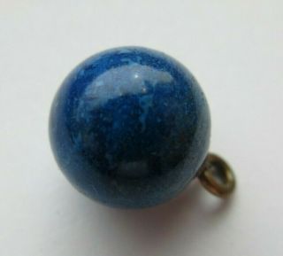 Antique Vtg 19th C Polished Blue Stone Waistcoat Ball Button 1/2 " (r)