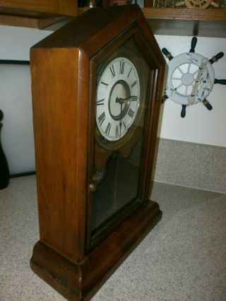 Antique Seth Thomas Mantle Shelf Wall clock with Ornate Pendulum 2