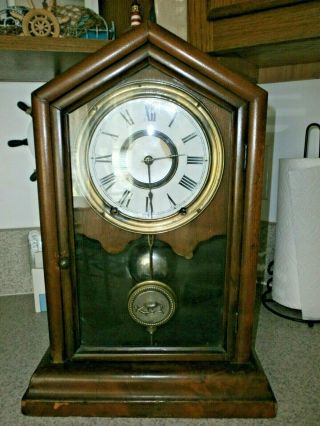 Antique Seth Thomas Mantle Shelf Wall clock with Ornate Pendulum 4