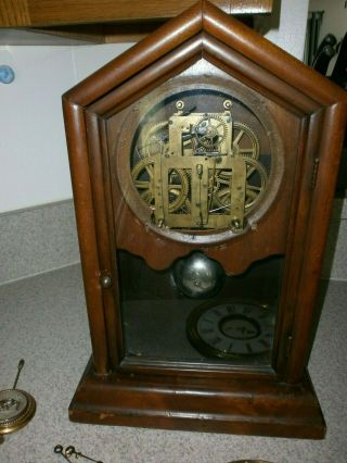 Antique Seth Thomas Mantle Shelf Wall clock with Ornate Pendulum 8