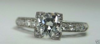 Antique Art Deco Vintage Diamond Engagement Platinum Ring Sz.  6.  75 Uk - N Egl Usa