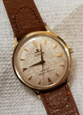 Near Mens Vintage 14k Solid Gold Lecoultre Wristwatch