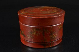 G7550: Japanese Wooden Lacquer Ware Dessert Bowl/dish Kashiki With A Lid