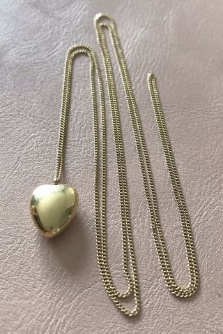 Vintage 18k Solid Gold Heart Pendant Necklace Marked 1980 T&co (tiffany’s?) 5.  7g