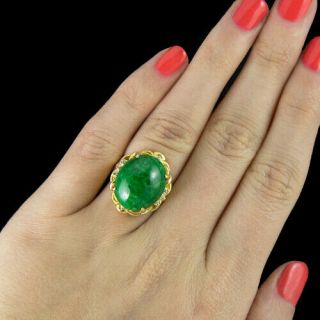Ideal Cut G Vs Diamond 15 Carat Natural Jadeite Jade Vintage Cocktail Ring Gold