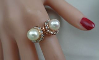 Victorian 18kt Italian Rose Cut Diamond & Natural Pearl Ring Size 10