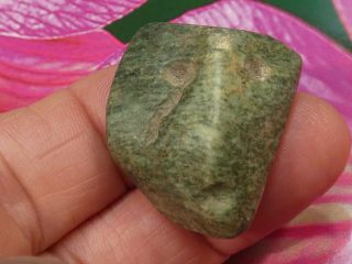 Ancient Pre - Columbian Mesoamer Green Jade Face Bead Mezcala Type 31 By 28 By 16