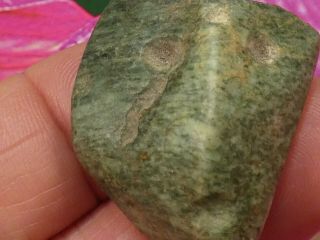 ANCIENT PRE - COLUMBIAN MESOAMER GREEN JADE FACE BEAD MEZCALA TYPE 31 BY 28 BY 16 4