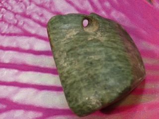 ANCIENT PRE - COLUMBIAN MESOAMER GREEN JADE FACE BEAD MEZCALA TYPE 31 BY 28 BY 16 6