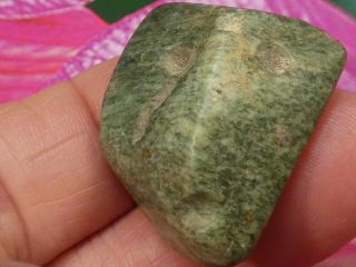 ANCIENT PRE - COLUMBIAN MESOAMER GREEN JADE FACE BEAD MEZCALA TYPE 31 BY 28 BY 16 7