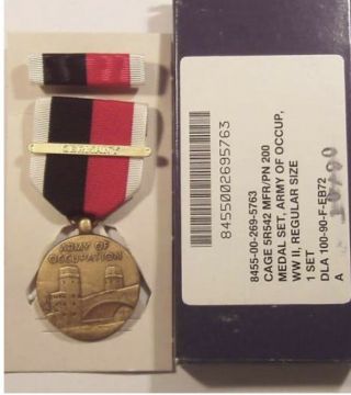 Wwii Army Of Occupation Military Medal And Ribbon Bar