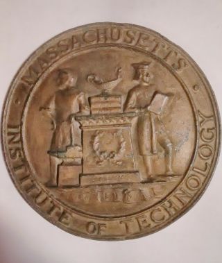 Antique Large Mit Cast Iron Plaque Massachusetts Institute Of Technology