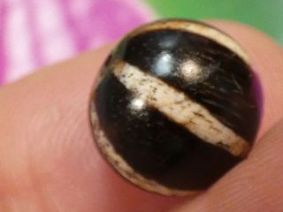 ANCIENT PUMTEK PYU BEAD  6 STRIPE SUN RAY  RARE 12.  2 MM GORGEOUS WEAR PATINA 7