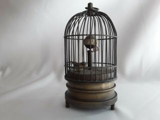 Vintage Collectable Old Copper Bird In Cage Table Clock