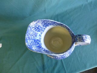 Antique Blue and White Sponge Ware Pottery Large Pitcher 6