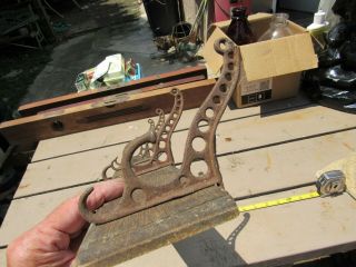 4 Antique Vintage Cast Iron Hooks for Coat / Hat Rack on Oak Board 8