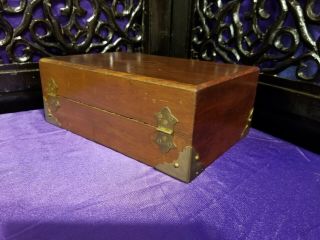 Antique Vintag 1880 ' S Locking Traveling Writing Desk Box with Key Inkwell & Pin 4