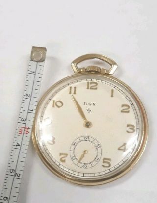 10k Elgin Gold Filled Pocket Watch Grade 546 15 Jewels 1940s 6