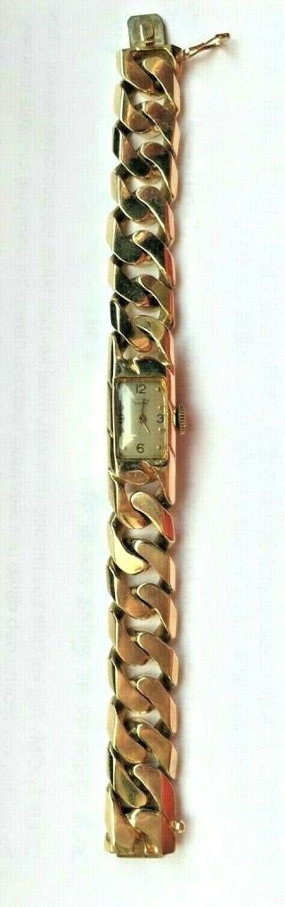 Vintage Louis Pierre 14k Yellow Gold Watch Bracelet 64 Grams