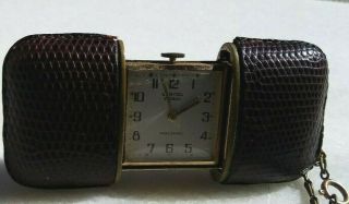 Antique Vintage Lancel Paris Necklace Chain Time Pocket Leather Watch