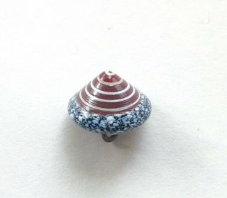 Antique Swirl Back Button,  High Cone Shape,  Overlay W/ Spiral Twist & Spatter