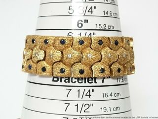 Heavy 14k Gold 1.  35ctw Diamond 4ctw Sapphire Bracelet Midcentury Statement 92gr 10