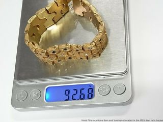 Heavy 14k Gold 1.  35ctw Diamond 4ctw Sapphire Bracelet Midcentury Statement 92gr 11