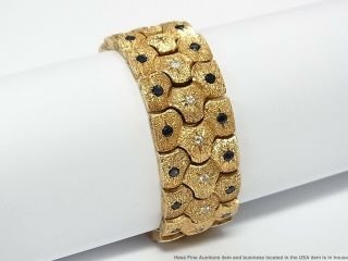 Heavy 14k Gold 1.  35ctw Diamond 4ctw Sapphire Bracelet Midcentury Statement 92gr 5