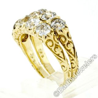 2 Antique Victorian 18K Gold 3.  0ct Old Mine Cut Diamond Wedding Band Guards Ring 2