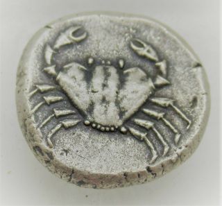 Unresearched Ancient Greek Silver Ar Stater Coin Crab And Eagle Himera
