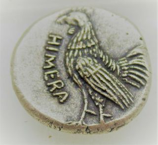 UNRESEARCHED ANCIENT GREEK SILVER AR STATER COIN CRAB AND EAGLE HIMERA 2