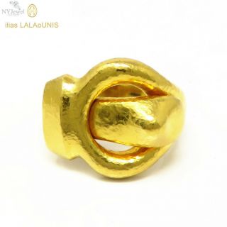 Nyjewel Ilias Lalaounis Greece 18k Yellow Gold Designer Buckle Heavy Ring