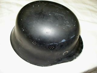 Ww2 German Black Helmet Complete With Leather Liner & Chin Strap