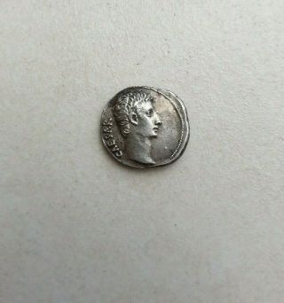 Rome Ancient Silver Denarius Augustus 27bc Bull Very Rare