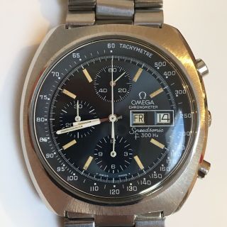 Vintage Omega Speedsonic F300hz Chronograph Watch Box & Bracelet Moon Landing