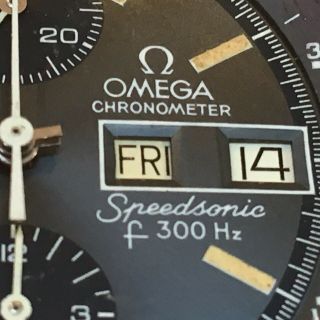 Vintage Omega Speedsonic F300hz Chronograph Watch Box & Bracelet Moon Landing 4