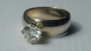 Elegant antique heirloom solitaire diamond ring circa 1950,  white gold wedding 5