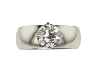 Elegant antique heirloom solitaire diamond ring circa 1950,  white gold wedding 7