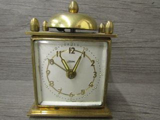 Vintage Kaiser Small Brass Travel Alarm Clock Runs Rings Made In Germany