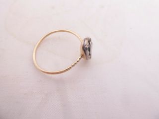 15ct gold silver rose cut diamond domed back ring,  large antique pear drop 2