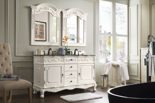 James Martin Costa Blanca 60 " Double Bathroom Vanity Antique White With Top