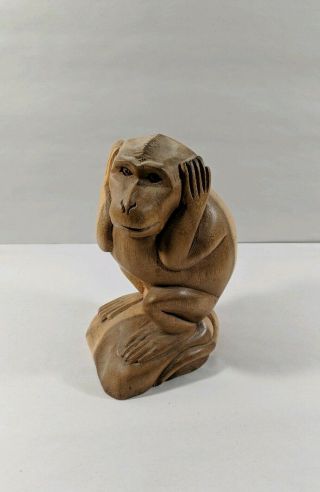Macaque Monkey Hand Carved Wood Sculpture From Bali Figurine Statue Art Antique